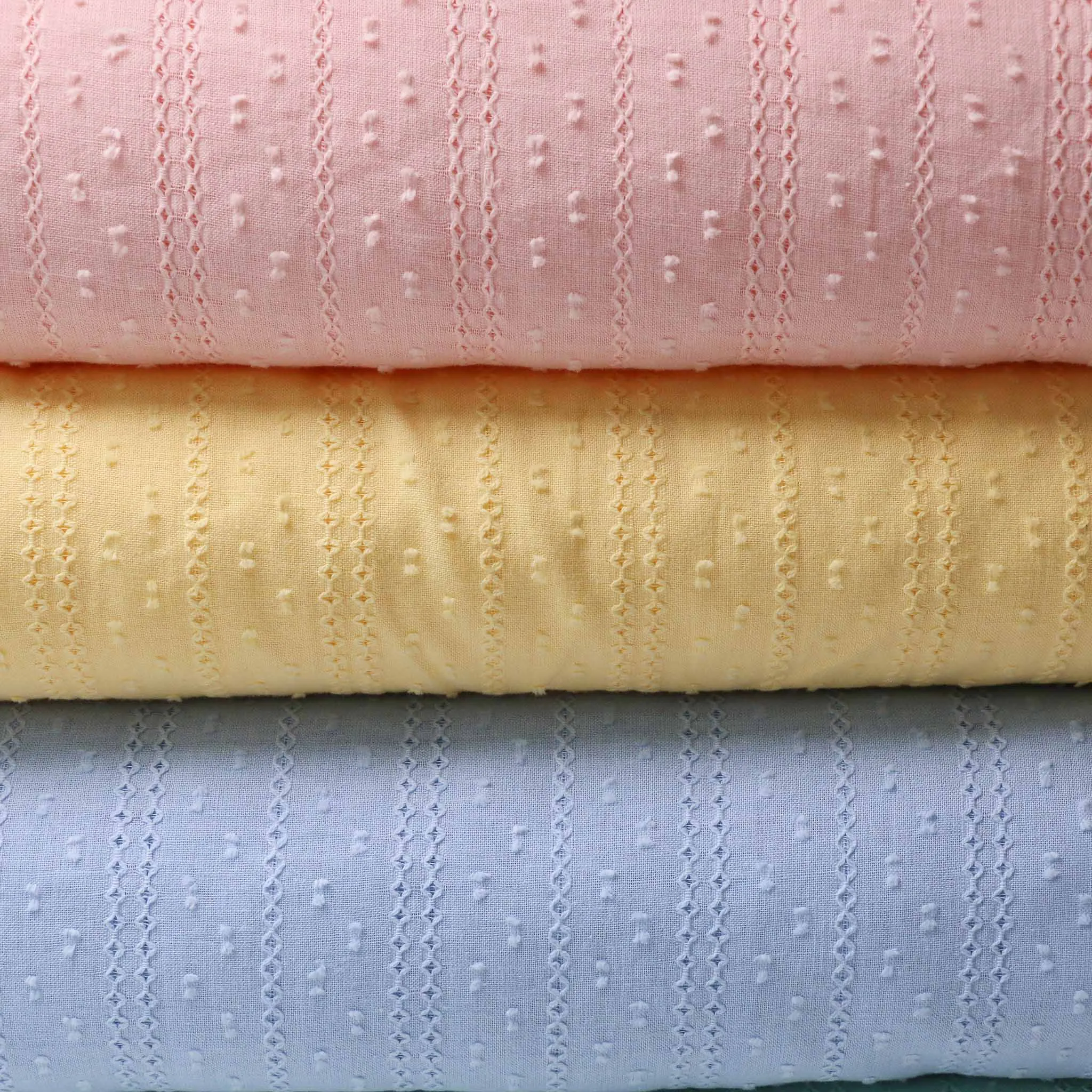 Broad Anglaise Fabric - Black, beige, pink, yellow, mint, blue and off-white
