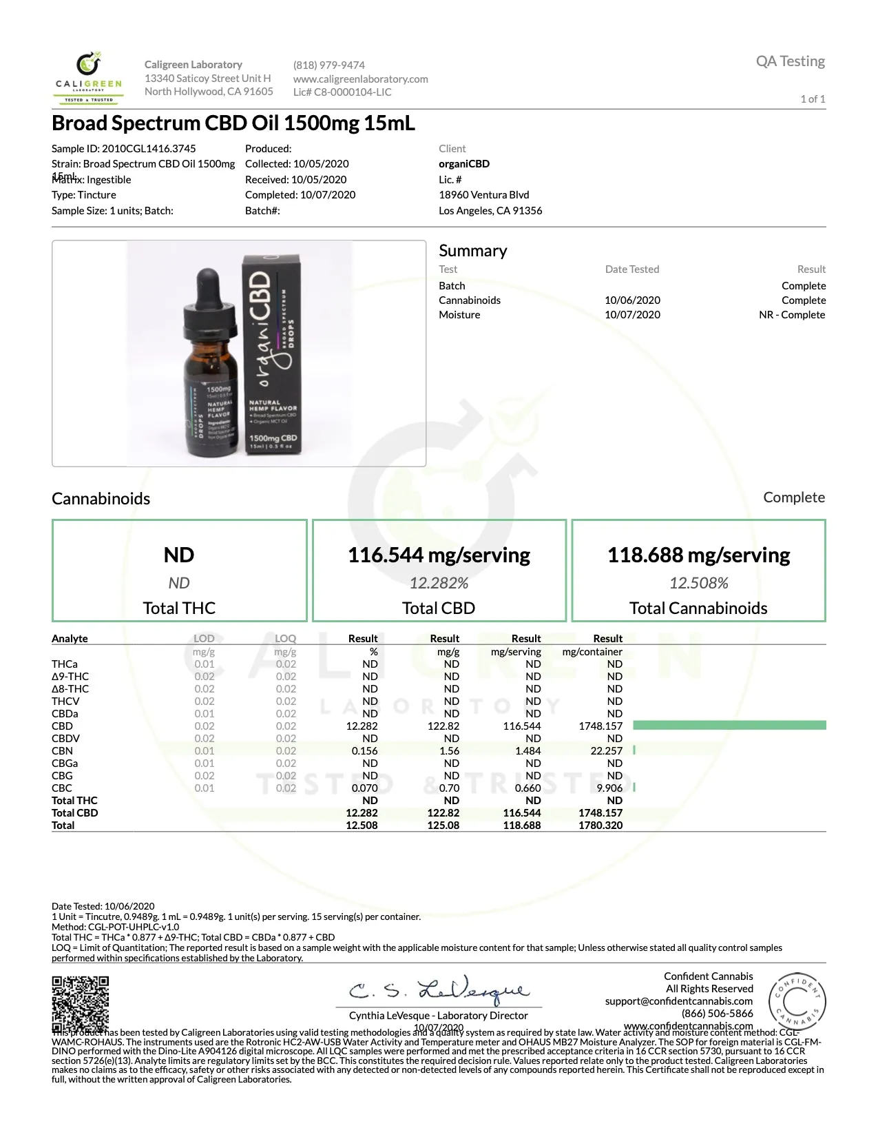 Broad Spectrum CBD Oil Tincture - 1500mg 15ml