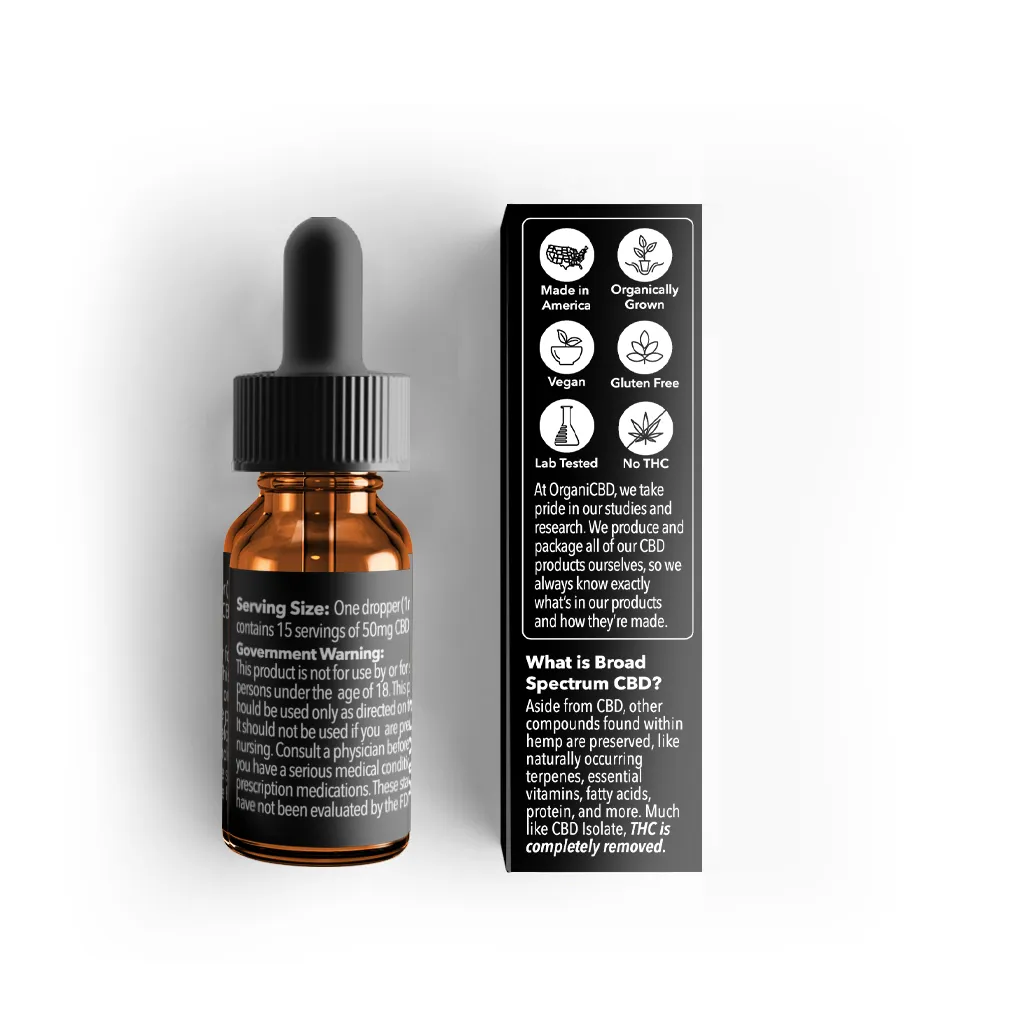 Broad Spectrum CBD Oil Tincture - 750mg 15ml