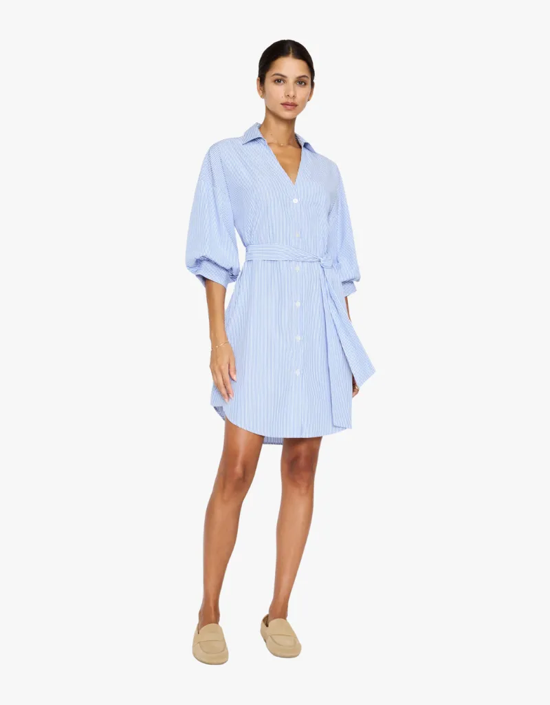 Brochu Walker Kate Belted Dress in Blue Stripes