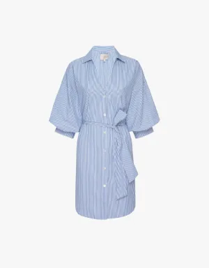 Brochu Walker Kate Belted Dress in Blue Stripes