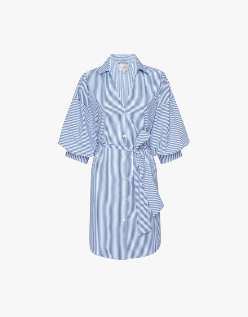 Brochu Walker Kate Belted Dress in Blue Stripes
