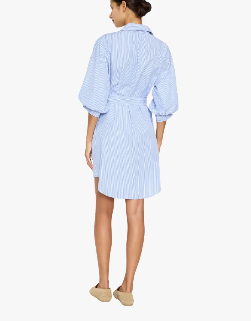 Brochu Walker Kate Belted Dress in Blue Stripes