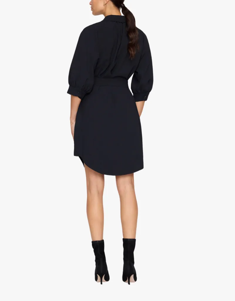 Brochu Walker Kate Crepe Belted Dress in Black Onyx