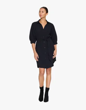 Brochu Walker Kate Crepe Belted Dress in Black Onyx