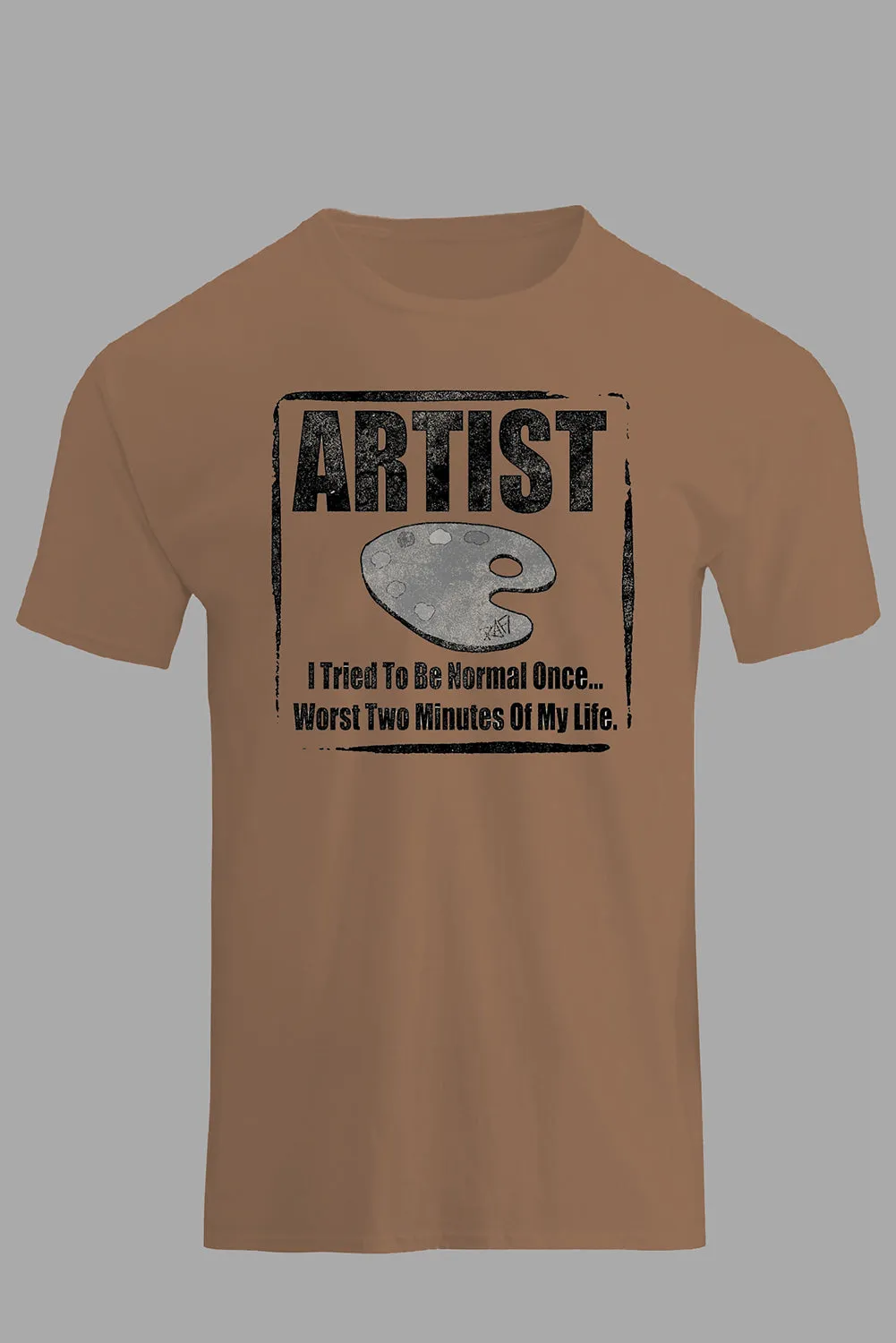 Brown ARTIST Letter Graphic Print Short Sleeve Tee