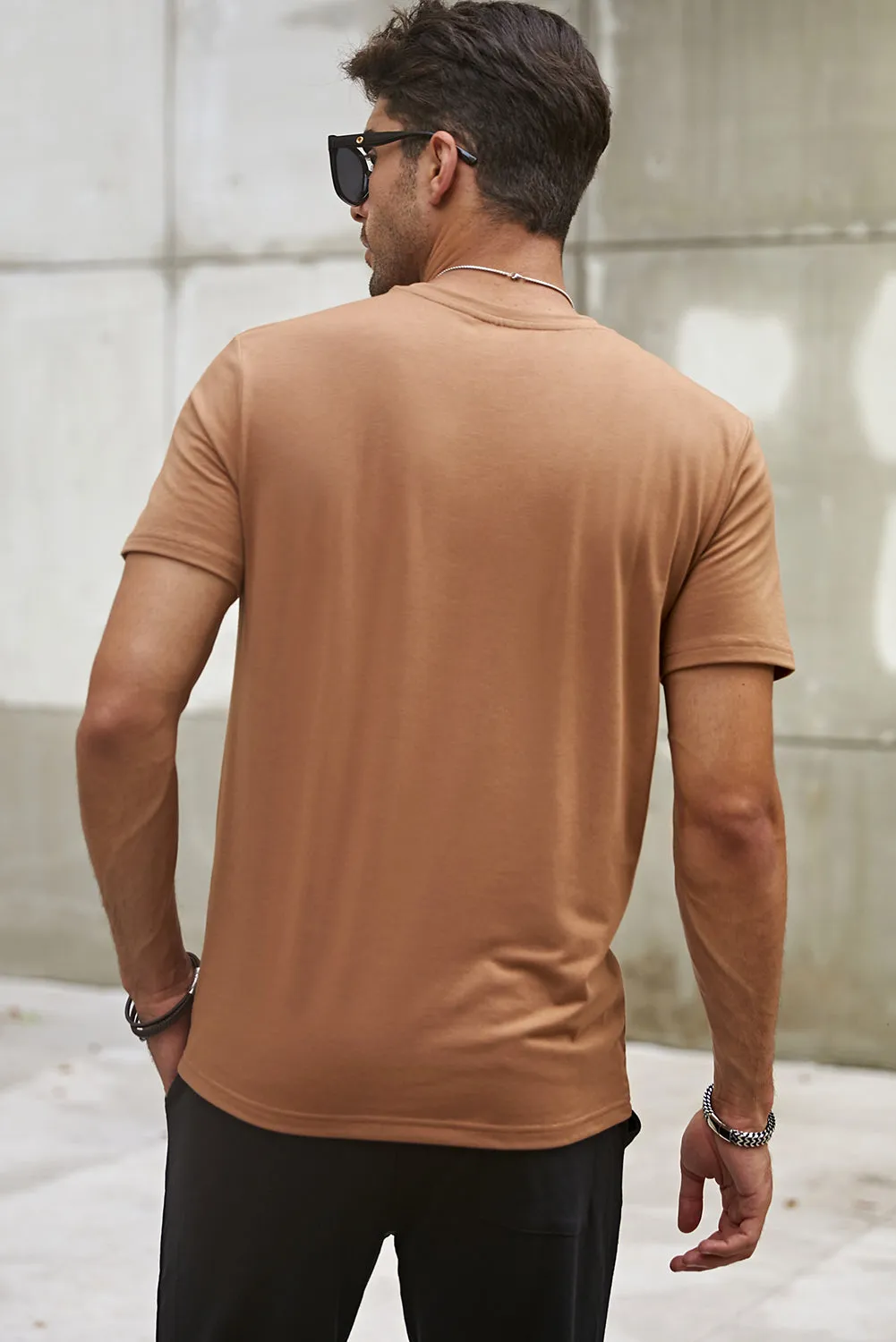 Brown ARTIST Letter Graphic Print Short Sleeve Tee