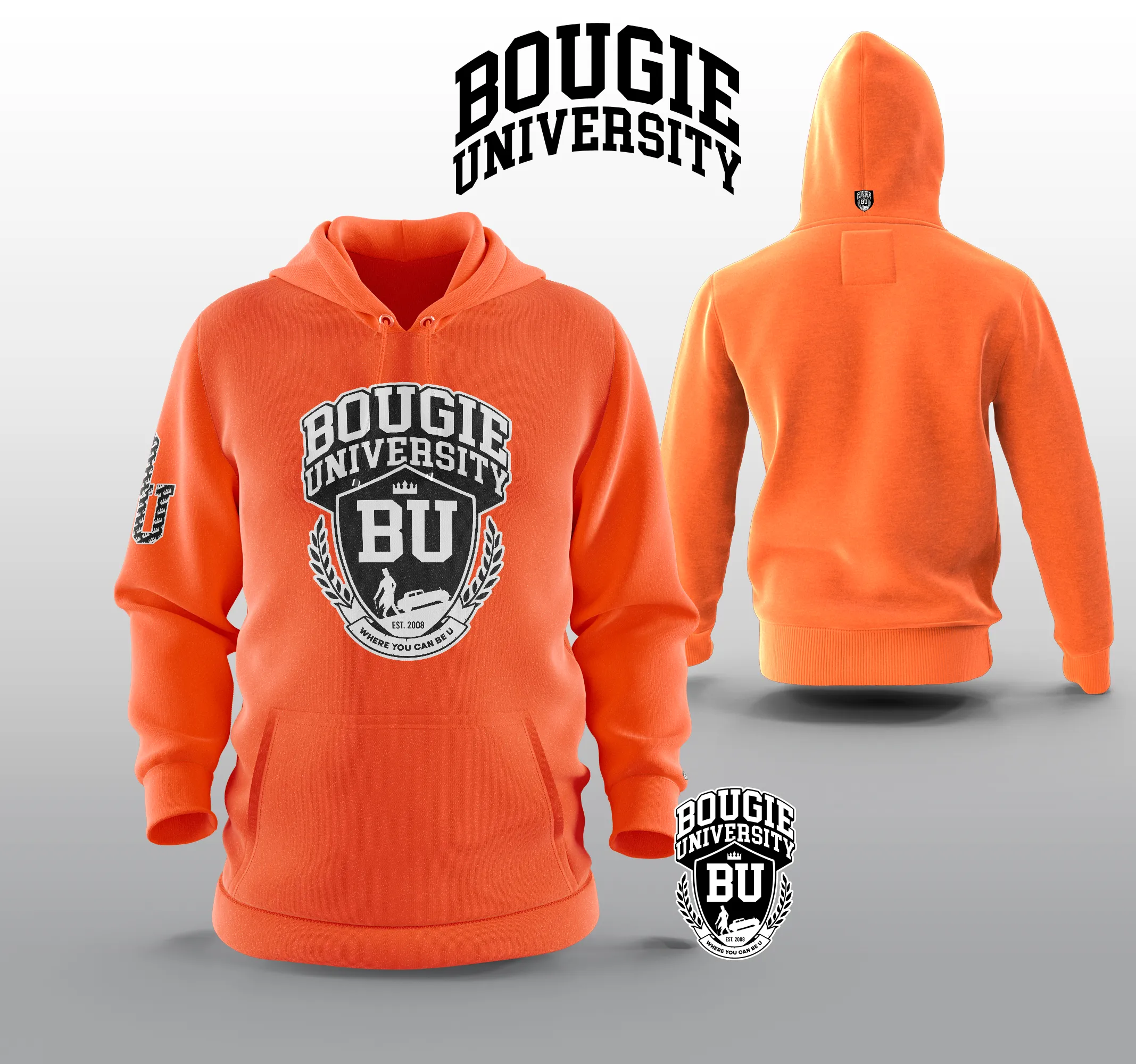 BU Men's White Hoodie