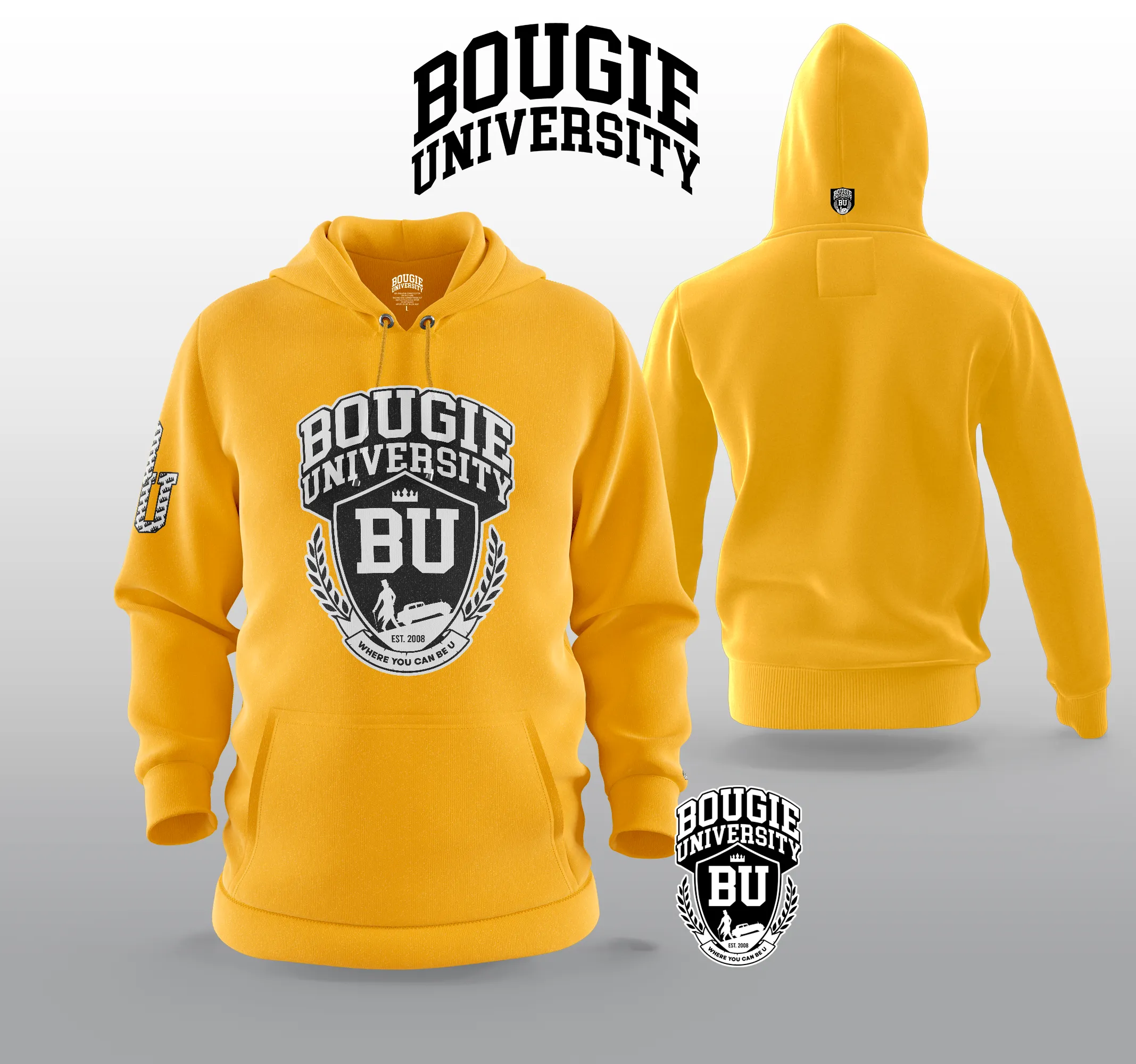 BU Men's White Hoodie