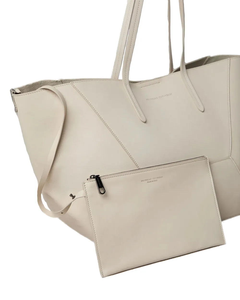 Calfskin Shopper Tote Bag in Ivory