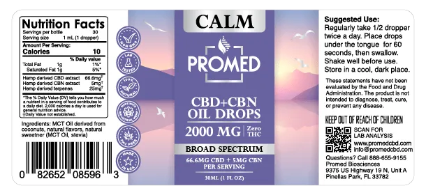 Calm CBD Oil Drops for Anxiety Support - 2000mg
