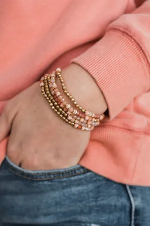 Carefree Beauty Stackable Bracelet Set- Pink