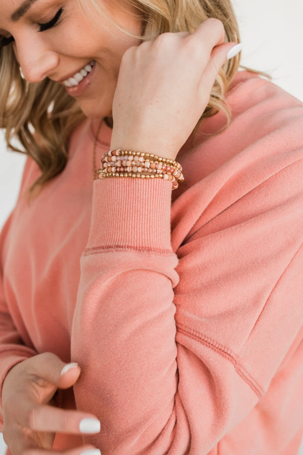 Carefree Beauty Stackable Bracelet Set- Pink