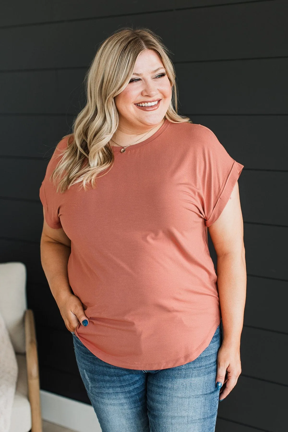 Carefree Days Knit Top- Terracotta