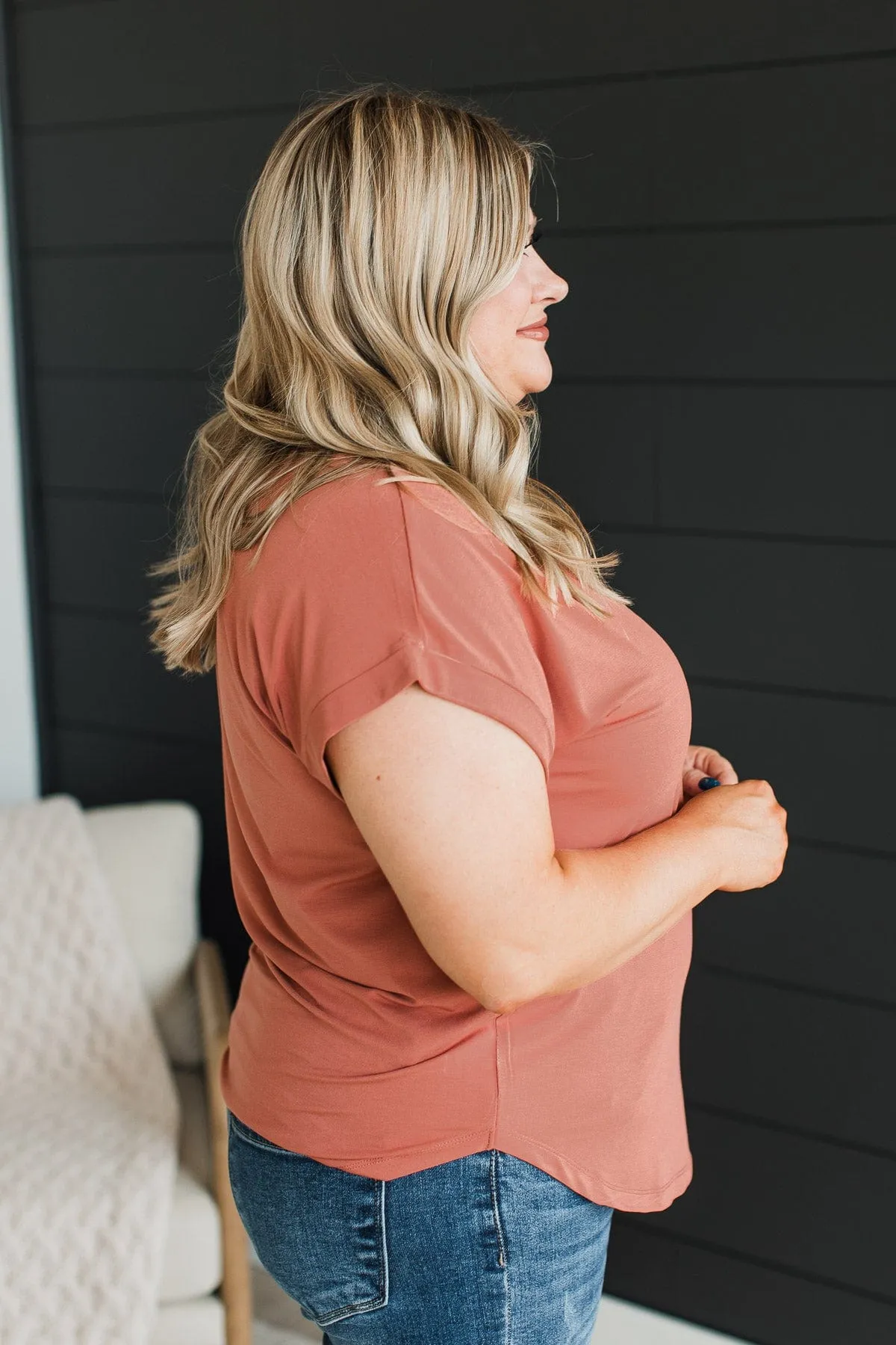 Carefree Days Knit Top- Terracotta