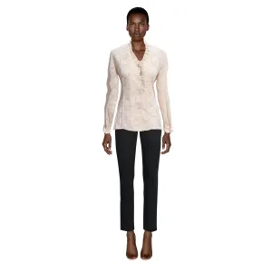 CAREFREE FASHIONS Lace Cream Floral Top | Size M/L