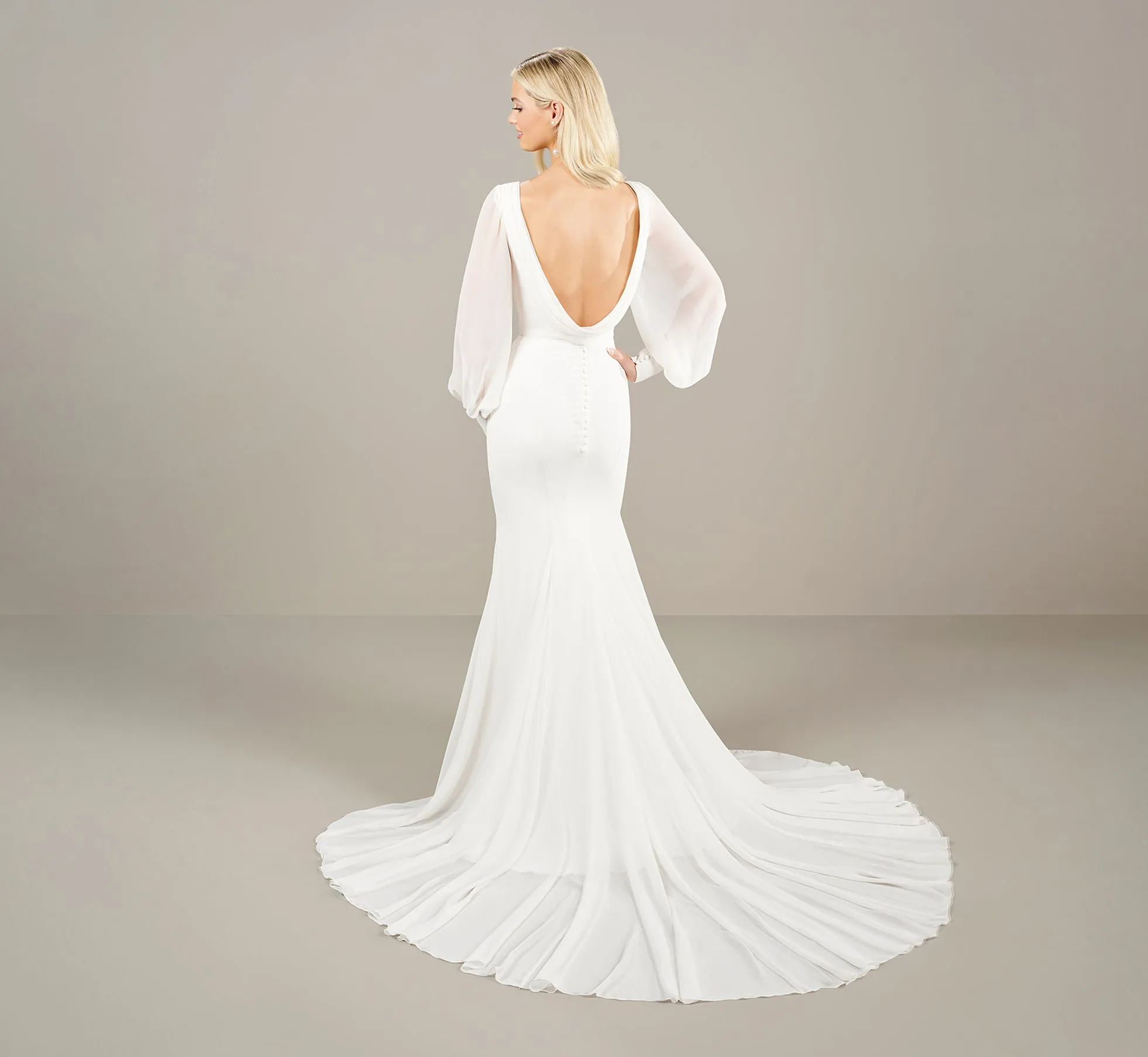 Carefree Mermaid Chiffon Wedding Gown In Ivory