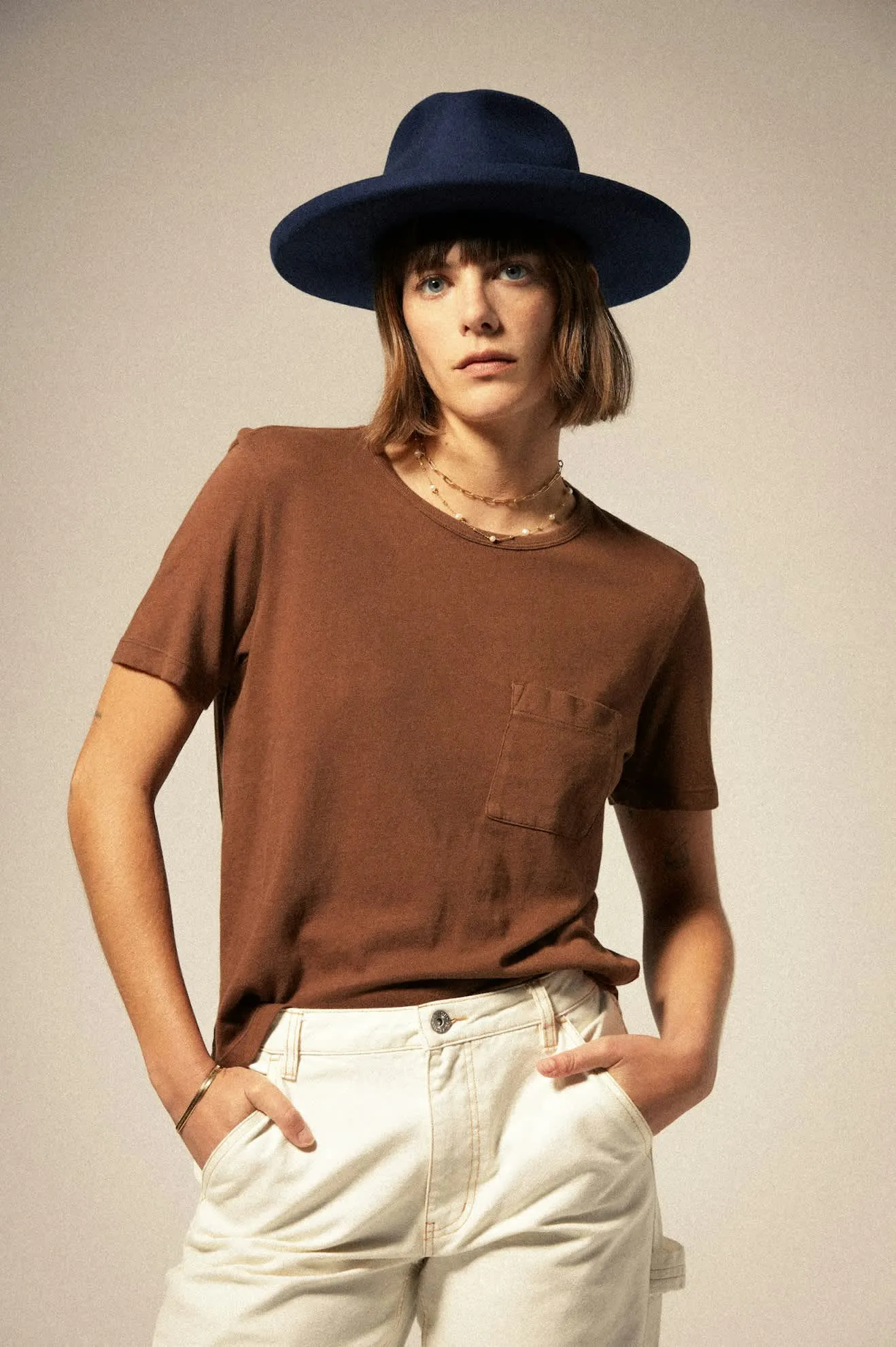 Carefree Organic Garment Dye Perfect T-Shirt - Pinecone Brown