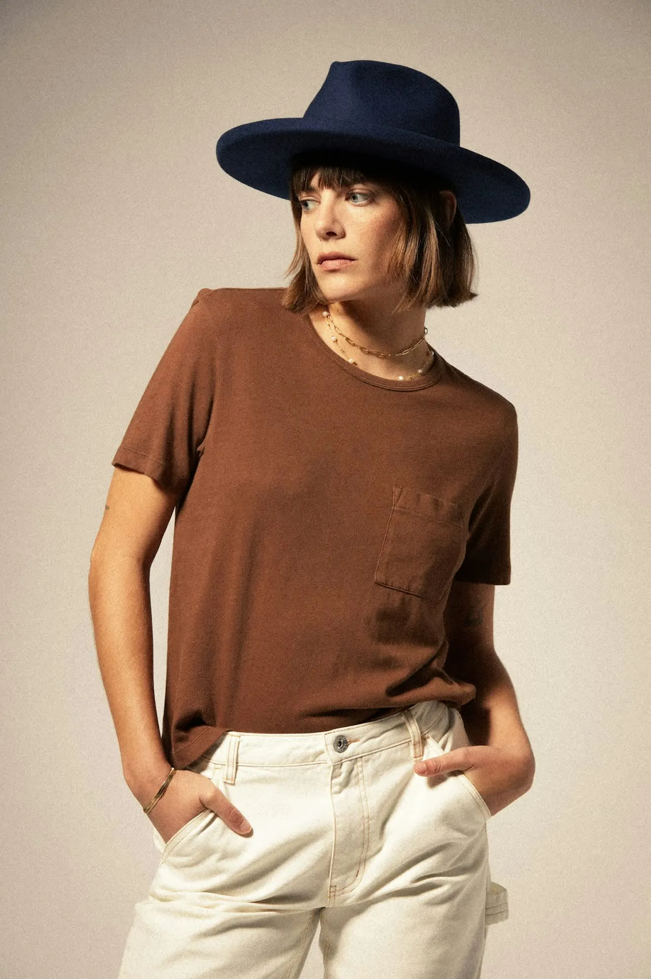 Carefree Organic Garment Dye Perfect T-Shirt - Pinecone Brown