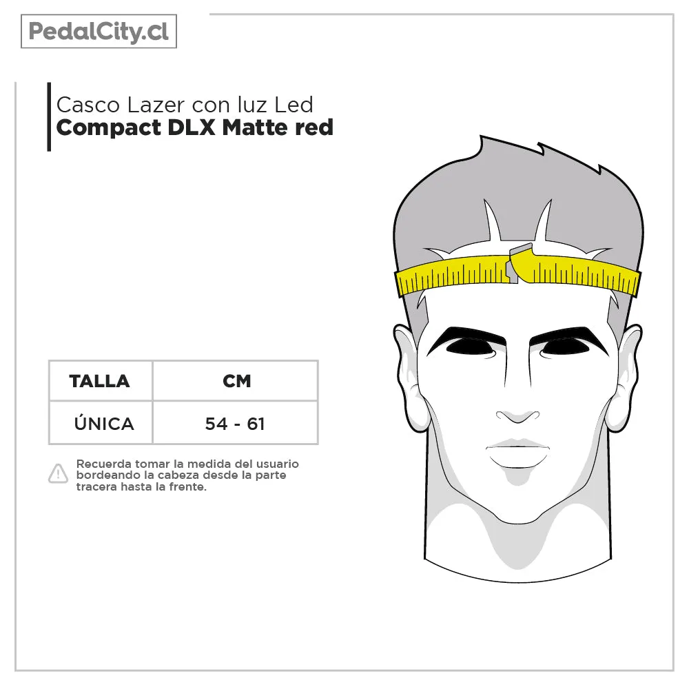 Casco con luz Led Compact DLX Matte red