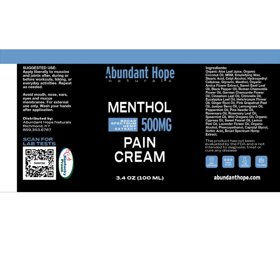CBD Menthol Pain Cream Pump