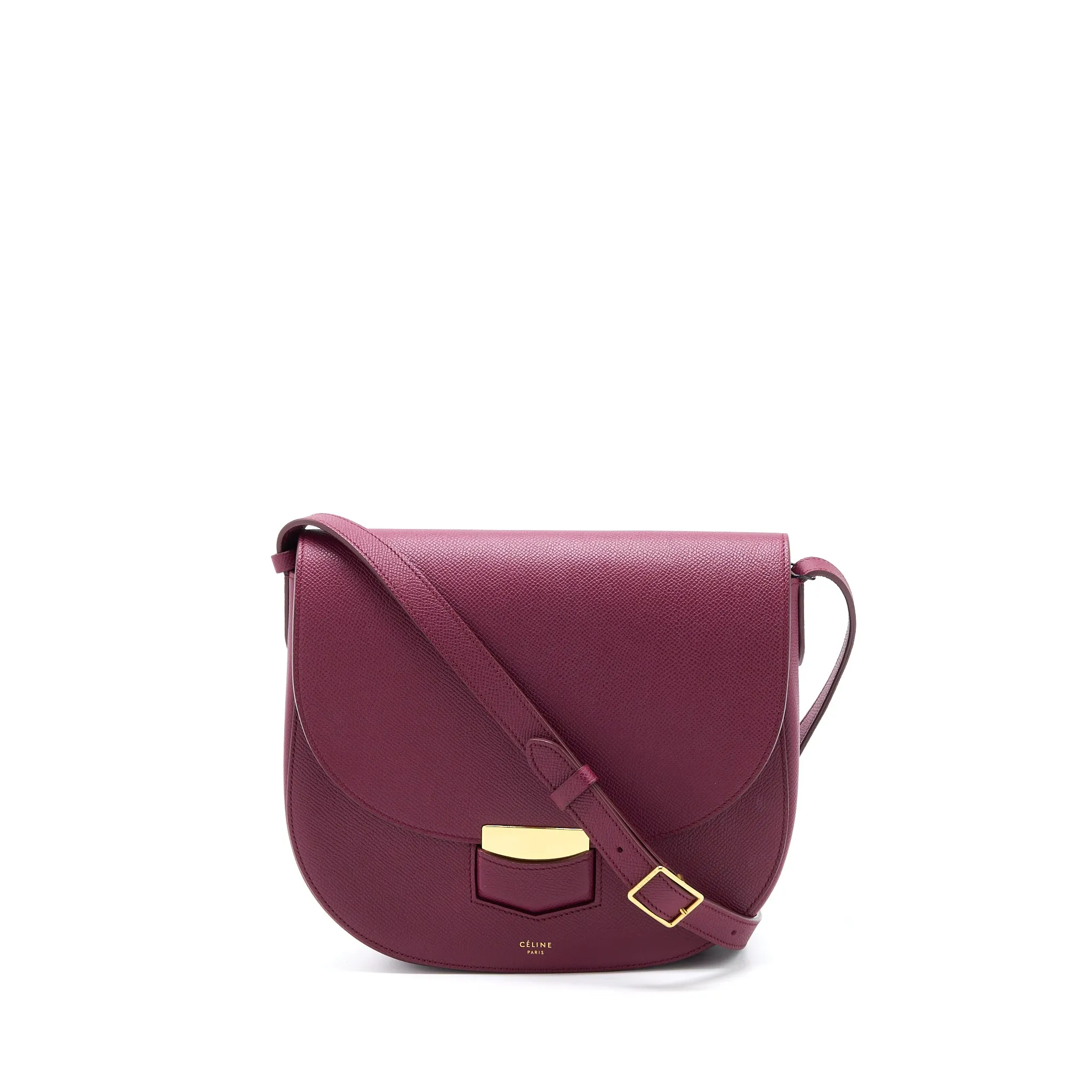 Celine Compact Trotteur Crossbody Shoulder Bag Dark Purple GHW