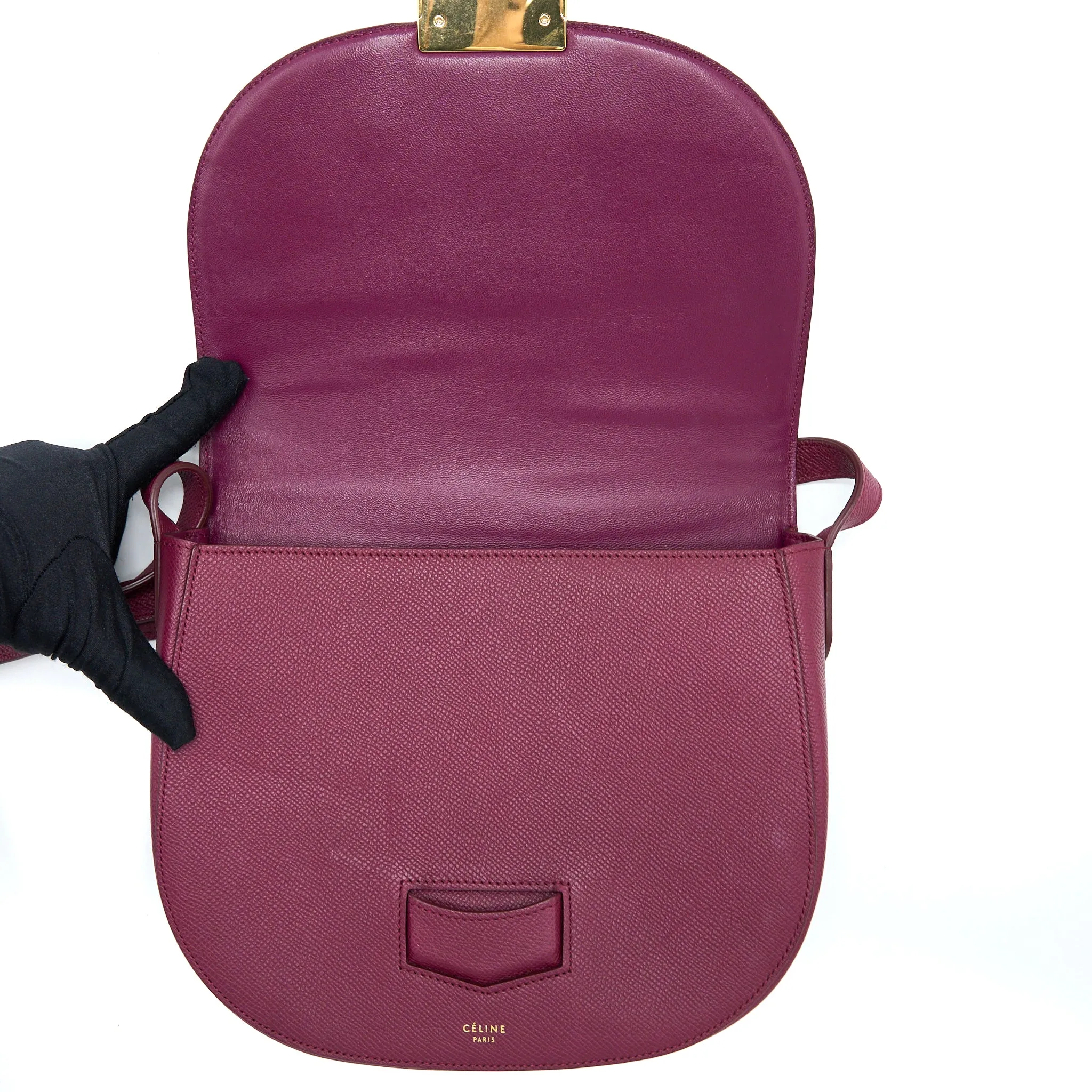 Celine Compact Trotteur Crossbody Shoulder Bag Dark Purple GHW