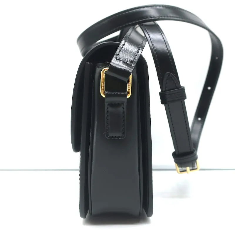 Celine Teen Triomphe Bag Black Shiny Calfskin Leather Crossbody NEW
