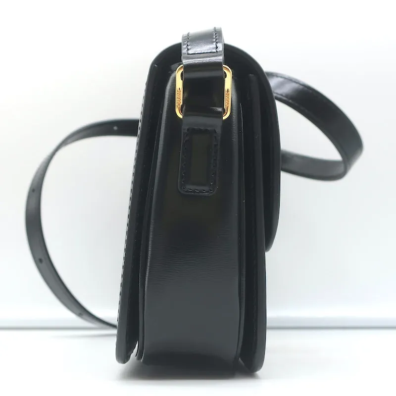 Celine Teen Triomphe Bag Black Shiny Calfskin Leather Crossbody NEW