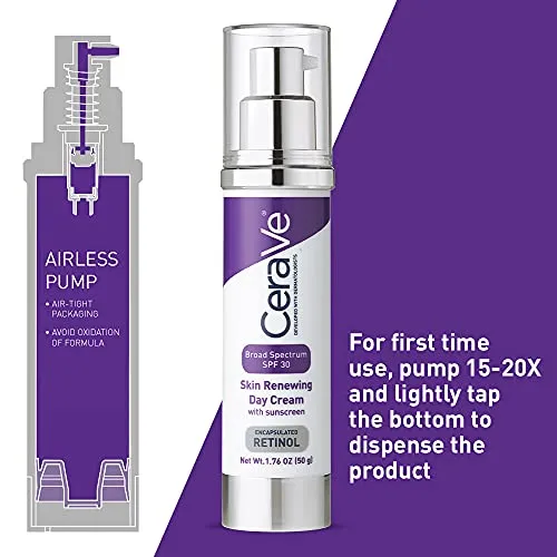 CeraVe Anti Aging Face Cream with SPF | 1.76 Ounce | Anti Wrinkle Retinol Cream and Face Sunscreen | Fragrance Free