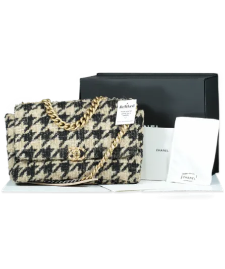 Chanel 19 Black / Beige Tweed Maxi Flap Bag