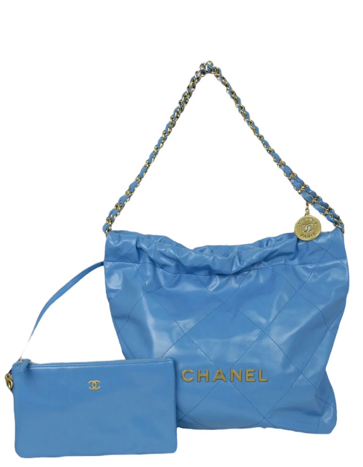 Chanel 2024 Blue Leather Quilted Chanel 22 Tote Bag