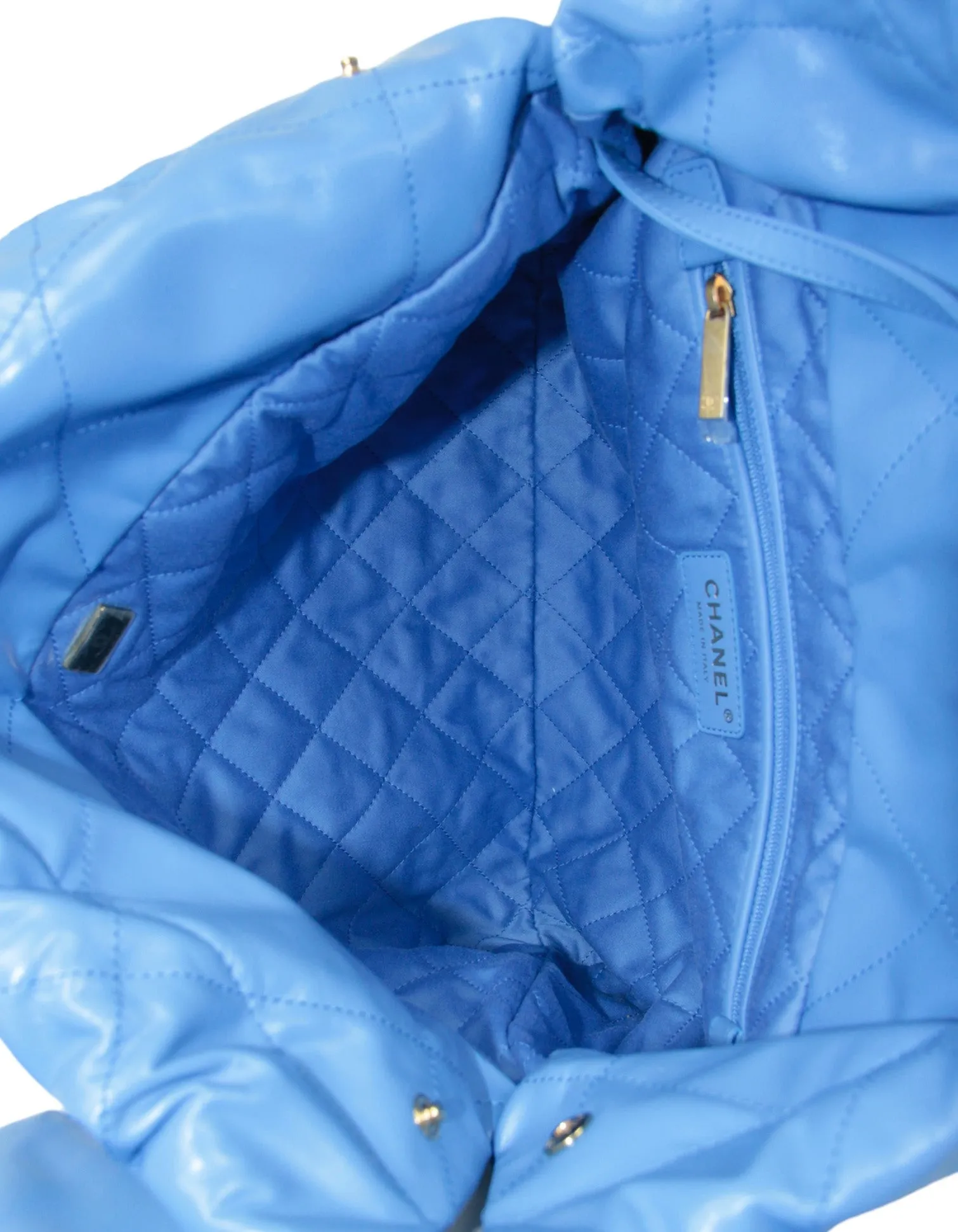 Chanel 2024 Blue Leather Quilted Chanel 22 Tote Bag