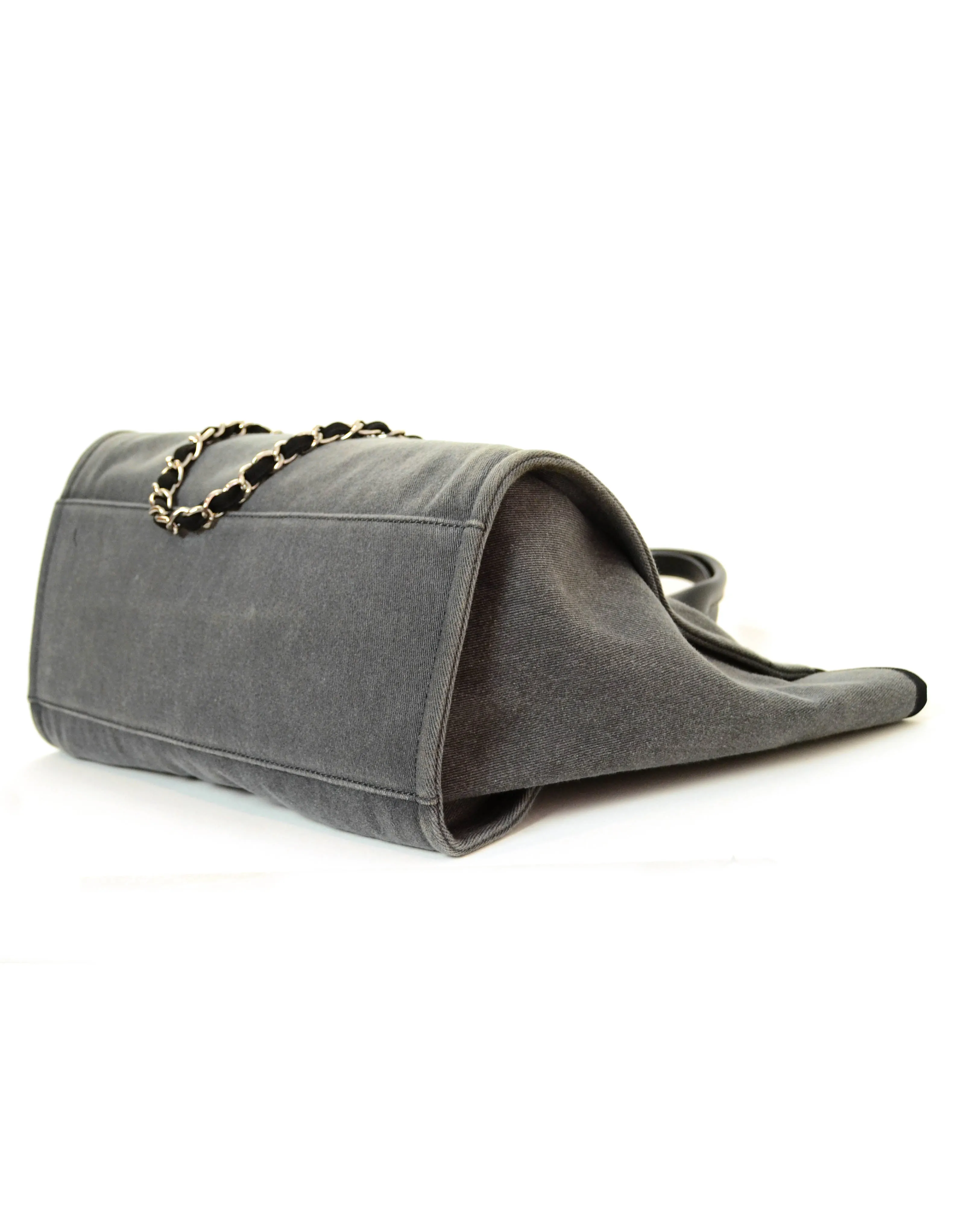 Chanel Black Denim Large Sequins Deauville Tote Bag