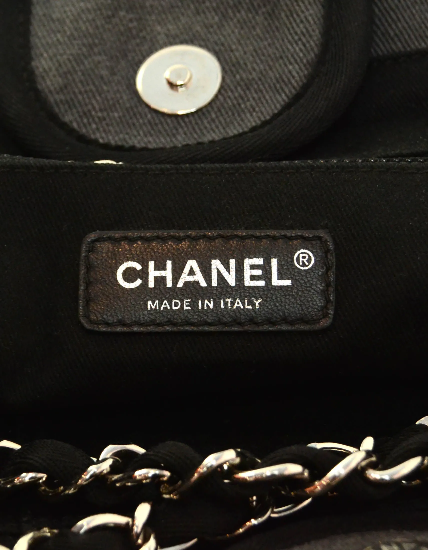Chanel Black Denim Large Sequins Deauville Tote Bag
