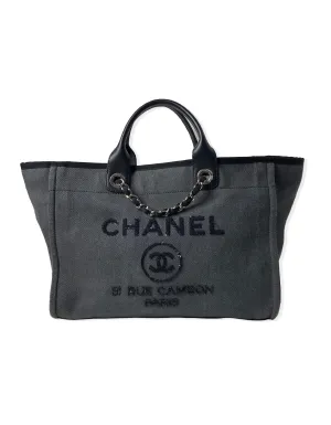 Chanel Black Denim Large Sequins Deauville Tote Bag