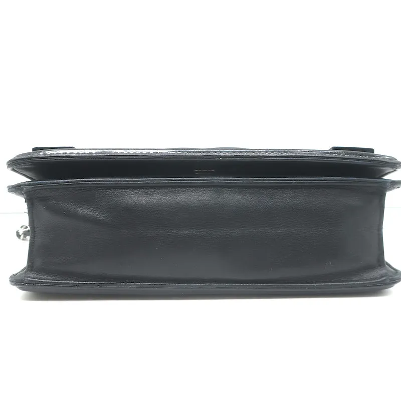 Chanel Boy Brick Striped Flap Bag Black & White Patent Leather Small Crossbody