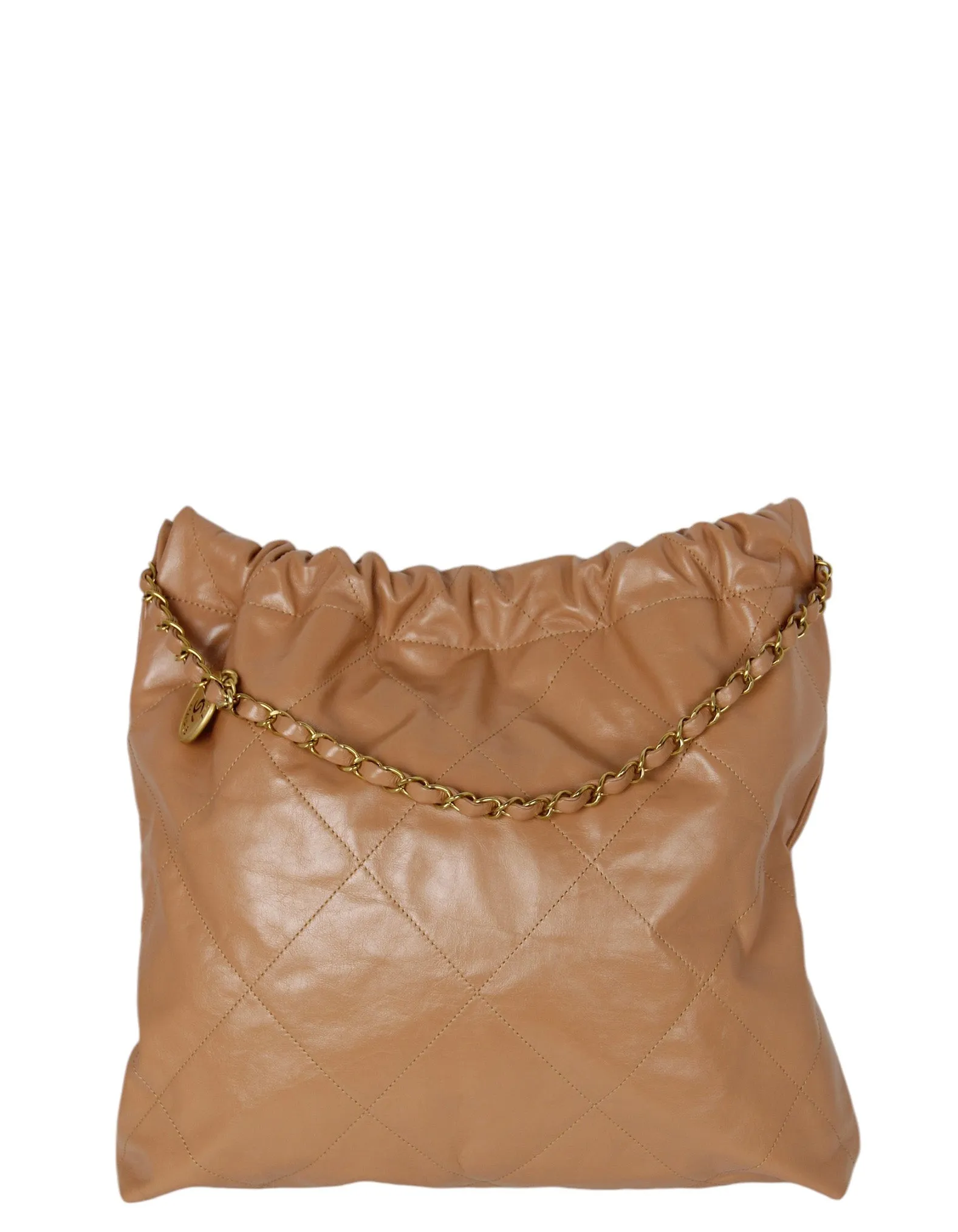 Chanel Dark Beige Leather Quilted Chanel 22 Tote Bag