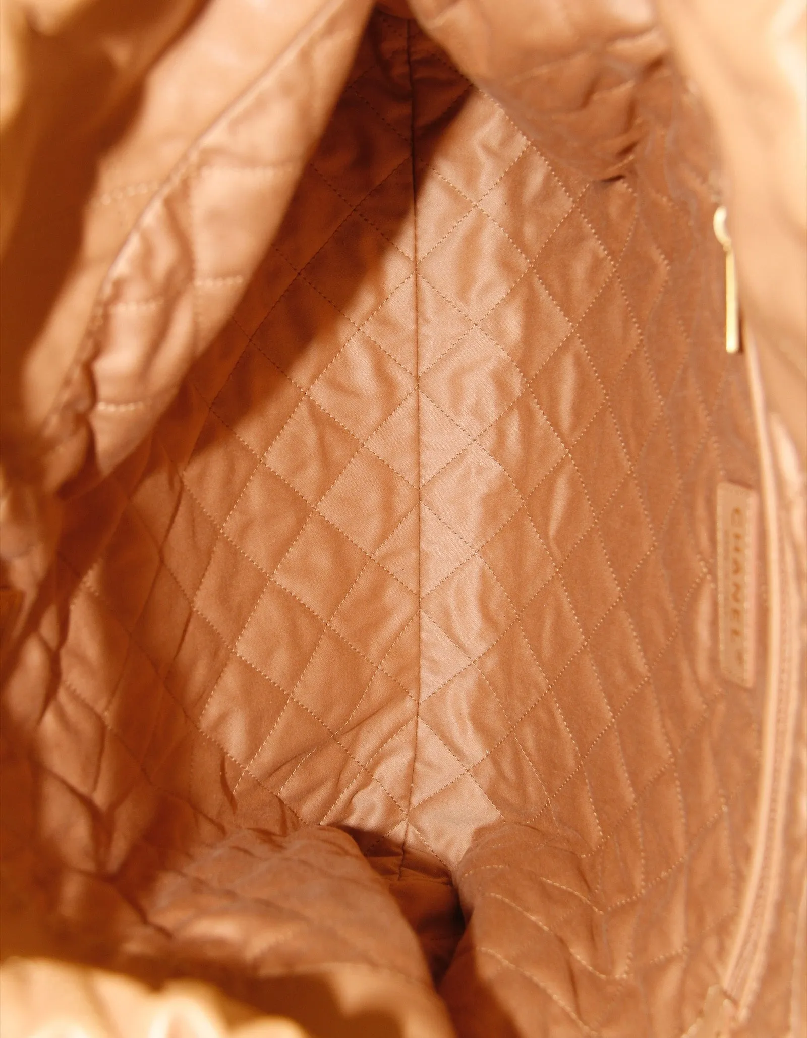 Chanel Dark Beige Leather Quilted Chanel 22 Tote Bag