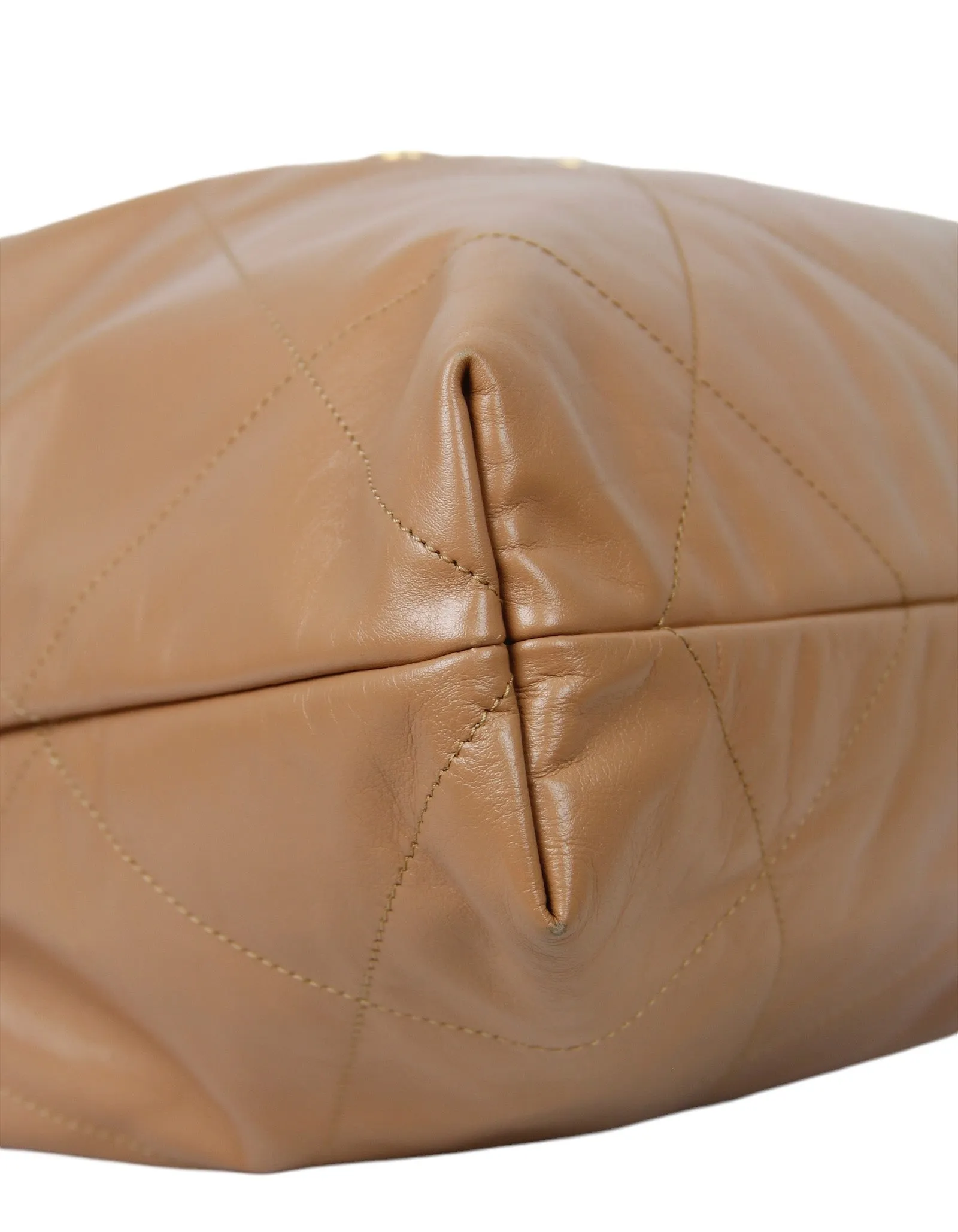 Chanel Dark Beige Leather Quilted Chanel 22 Tote Bag