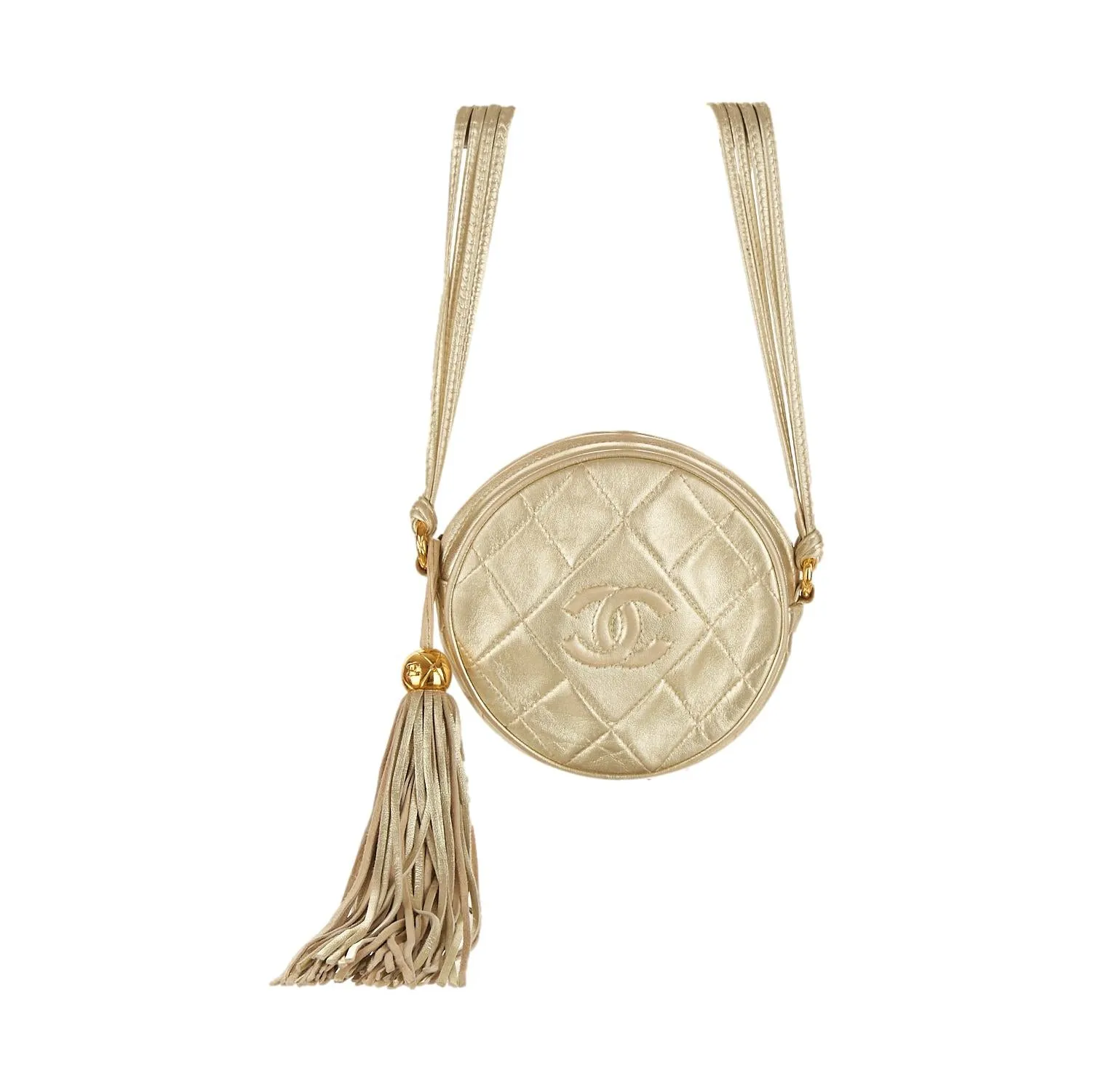 Chanel Gold Round Logo Mini Shoulder Bag