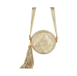 Chanel Gold Round Logo Mini Shoulder Bag