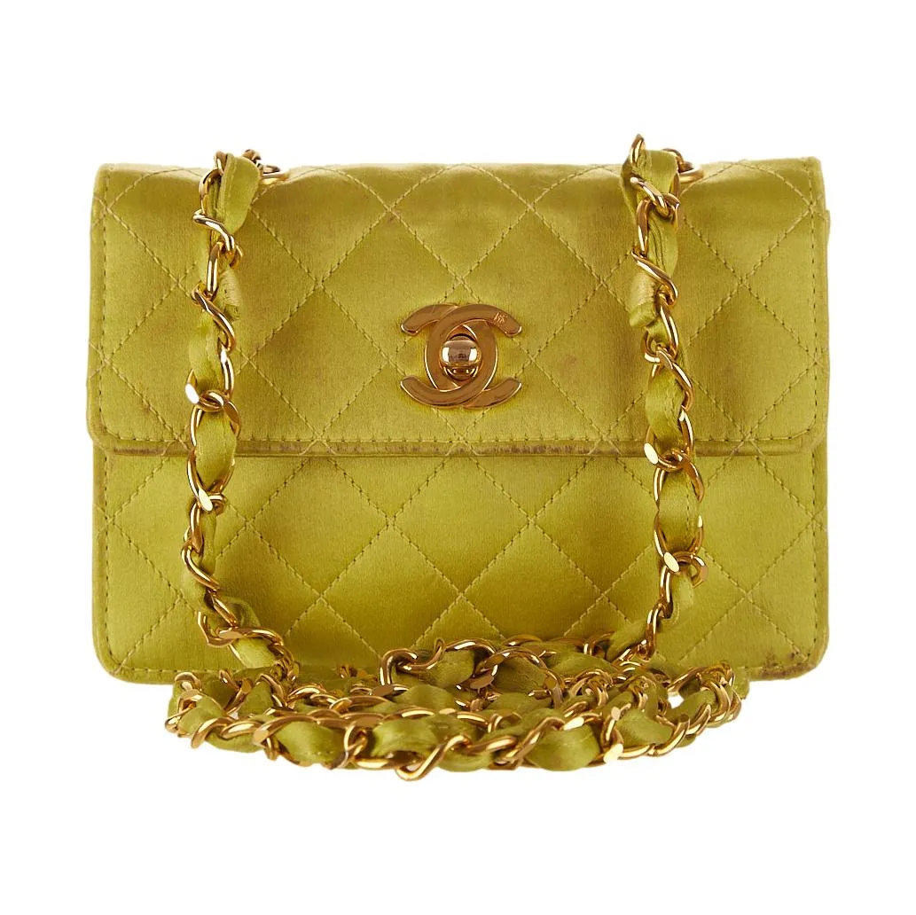 Chanel Green Satin Mini Flap Bag