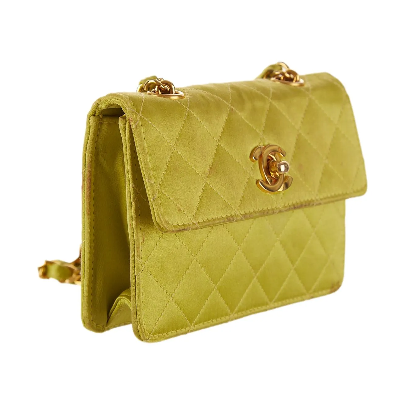Chanel Green Satin Mini Flap Bag