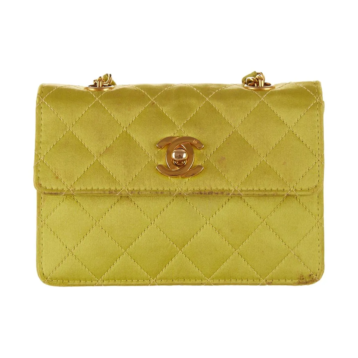 Chanel Green Satin Mini Flap Bag