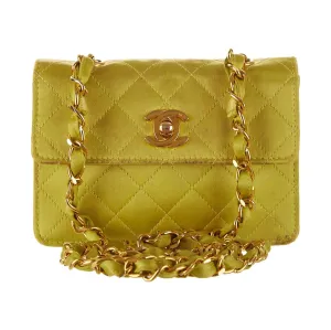 Chanel Green Satin Mini Flap Bag