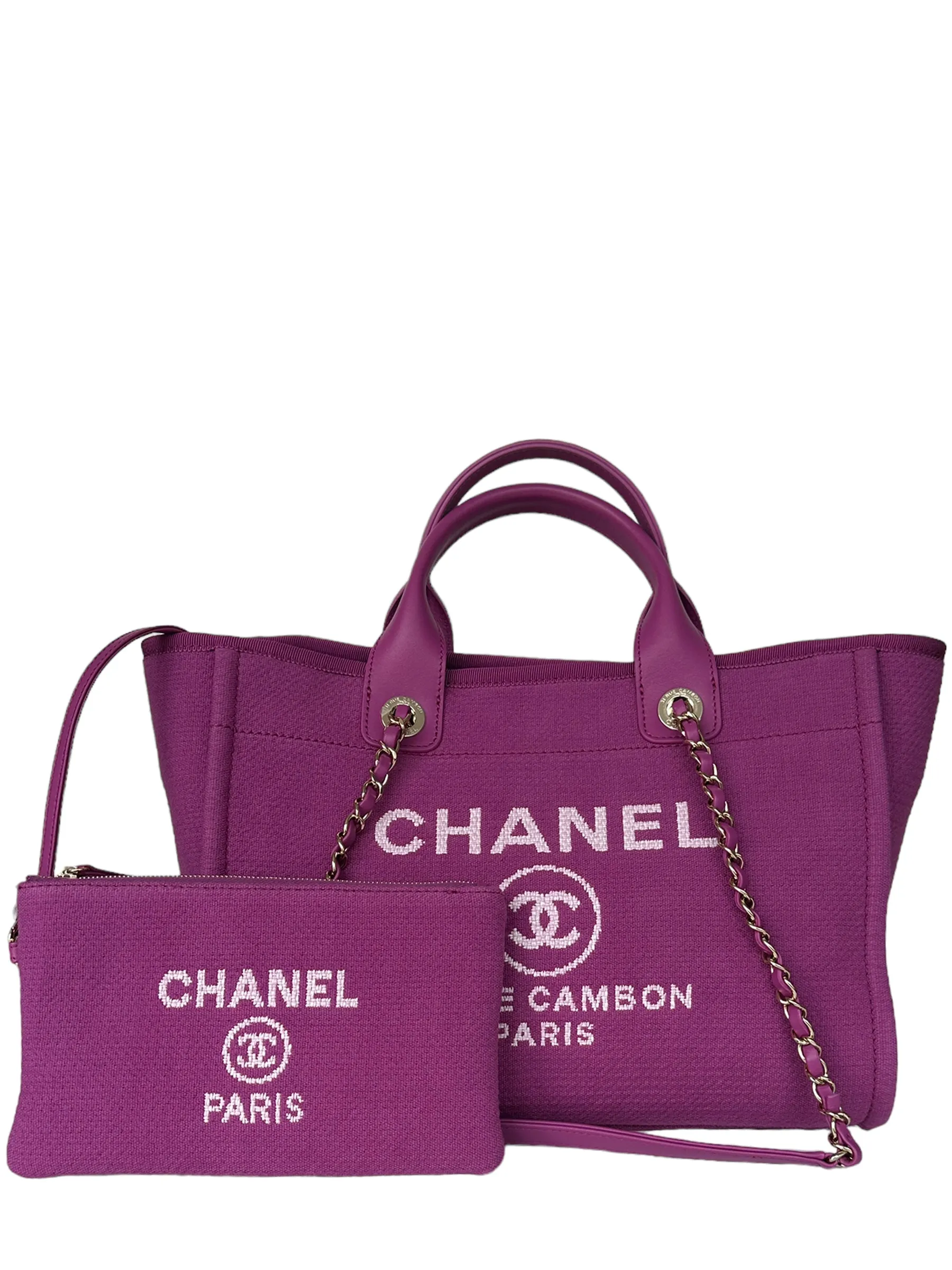 Chanel Mixed Fibers Magenta Small Deauville Tote Bag