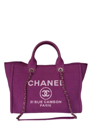 Chanel Mixed Fibers Magenta Small Deauville Tote Bag