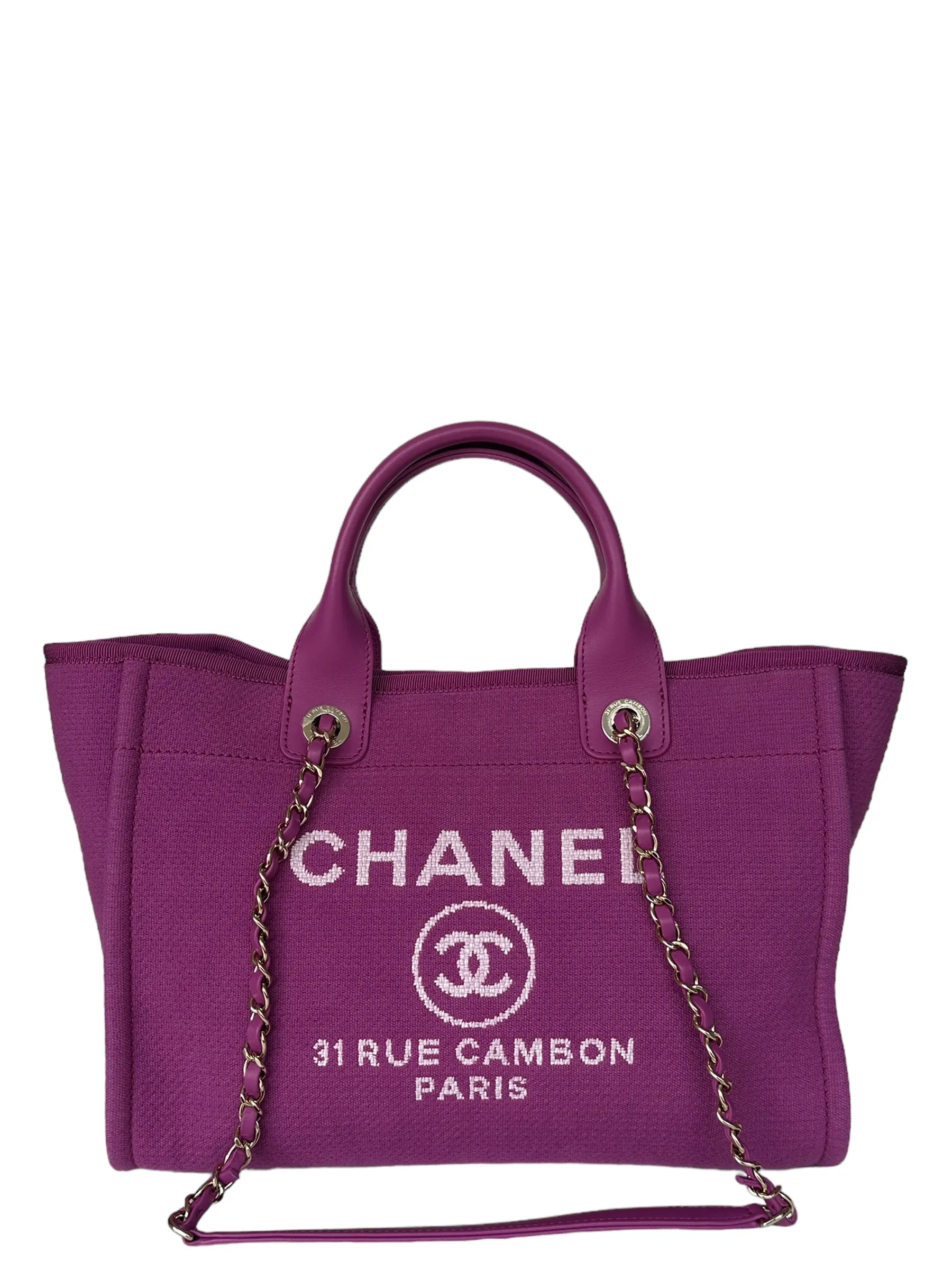 Chanel Mixed Fibers Magenta Small Deauville Tote Bag