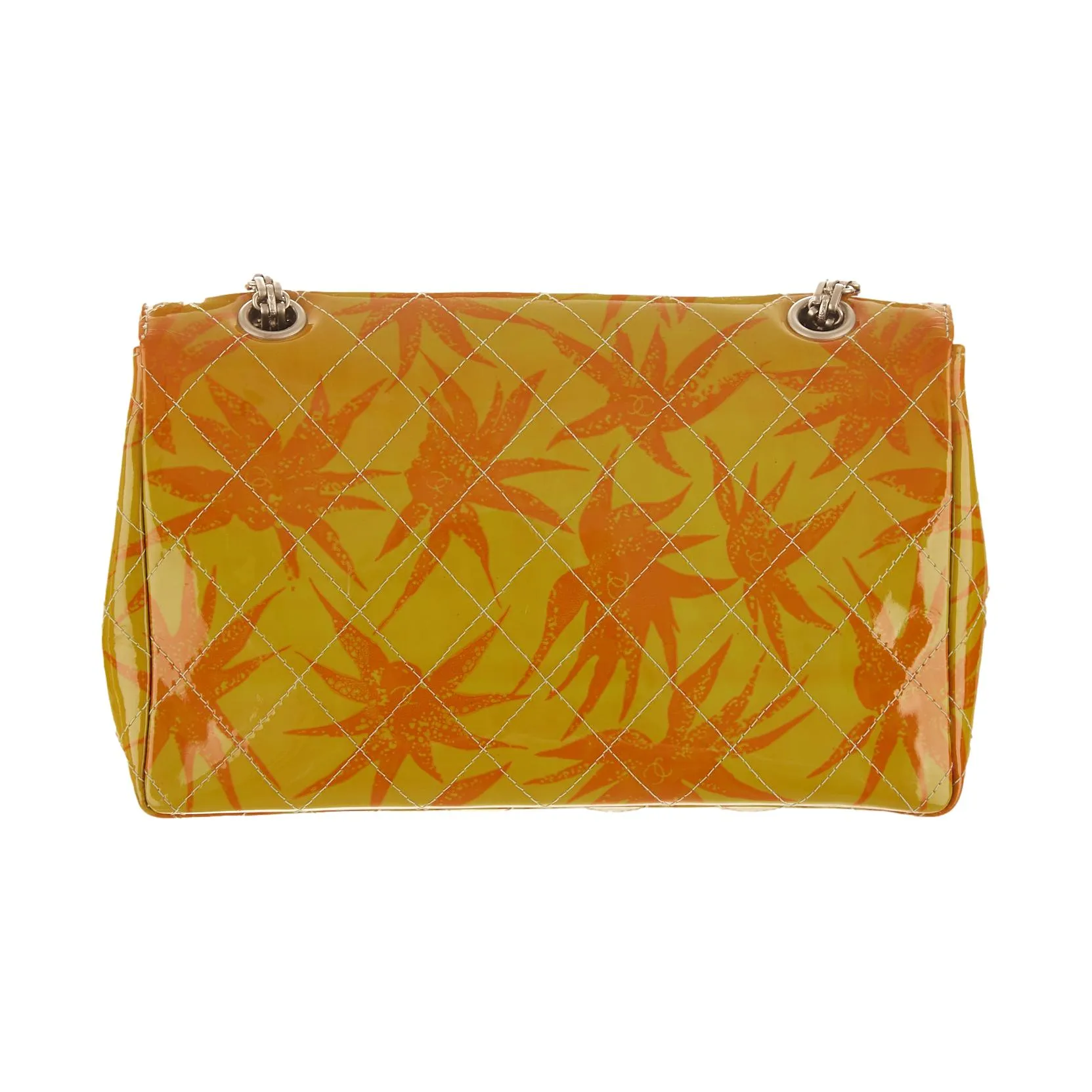 Chanel Orange Floral Print Chain Bag